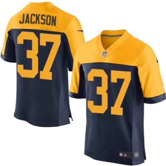 Men's Nike Green Bay Packers #37 Josh Jackson Elite Navy Blue Alternate NFL Jersey - Ujersey