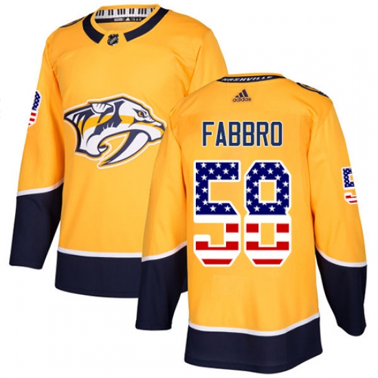 Youth Adidas Nashville Predators #58 Dante Fabbro Authentic Gold USA Flag Fashion NHL Jersey - Ujersey