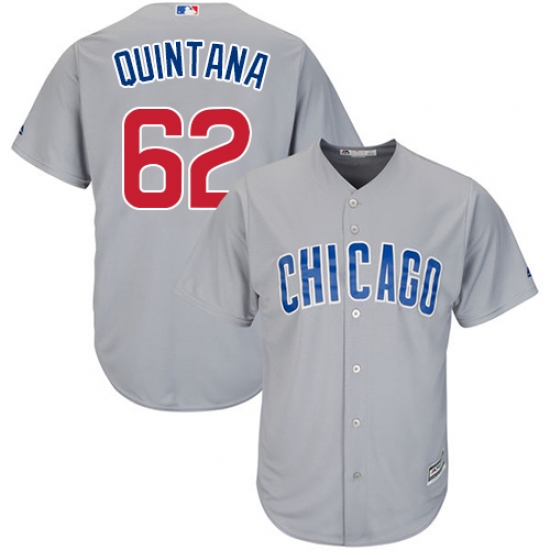 Youth Majestic Chicago Cubs #62 Jose Quintana Replica Grey Road Cool Base MLB Jersey - Ujersey