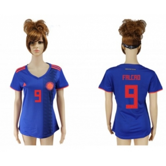Women's Colombia #9 Falcao Away Soccer Country Jerseyy