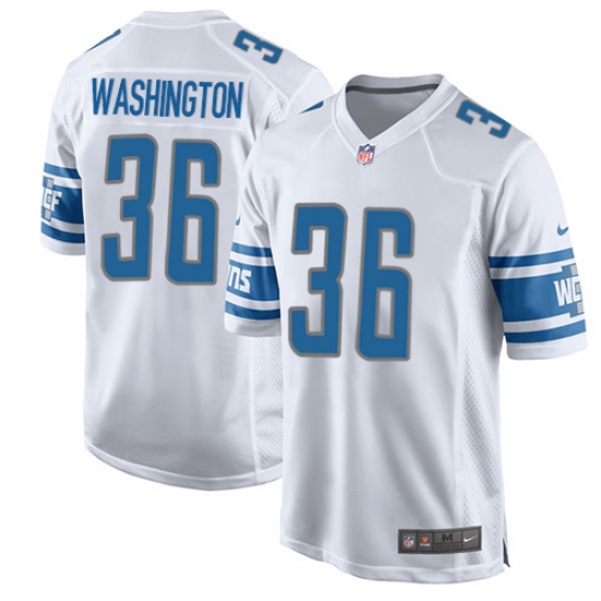 Men's Nike Detroit Lions #36 Dwayne Washington Game White NFL Jersey - Ujersey