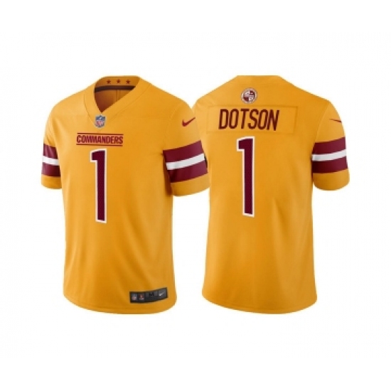 Men's Washington Commanders #1 Jahan Dotson Gold Vapor Untouchable Stitched Football Jersey - Ujersey