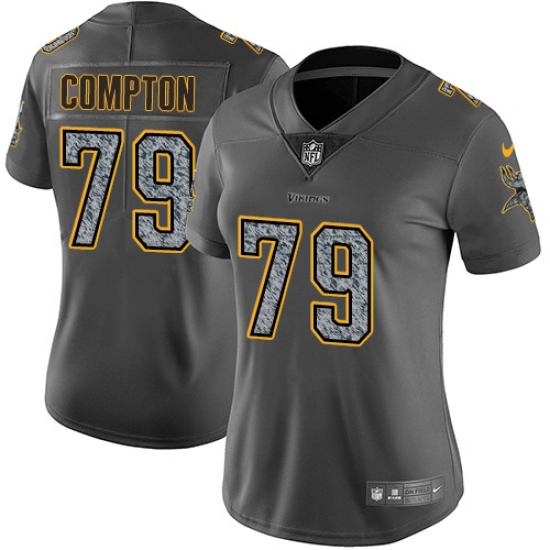 Women's Nike Minnesota Vikings #79 Tom Compton Gray Static Vapor Untouchable Limited NFL Jersey - Ujersey