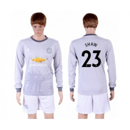 Manchester United #23 Shaw Sec Away Long Sleeves Soccer Club Jersey
