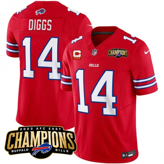 Men's Buffalo Bills #14 Stefon Diggs Red 2023 F.U.S.E. AFC East Champions With 3-star C Football Stitched Jersey - Ujersey