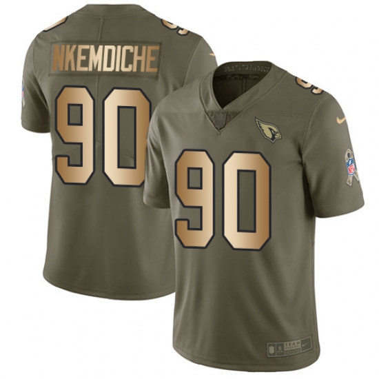 Men's Nike Arizona Cardinals #90 Robert Nkemdiche Limited Olive/Gold 2017 Salute to Service NFL Jersey - Ujersey