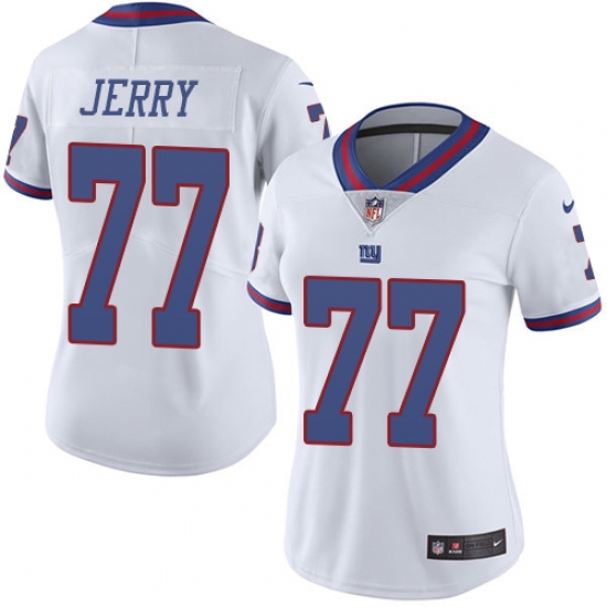 Women's Nike New York Giants #77 John Jerry Limited White Rush Vapor Untouchable NFL Jersey - Ujersey