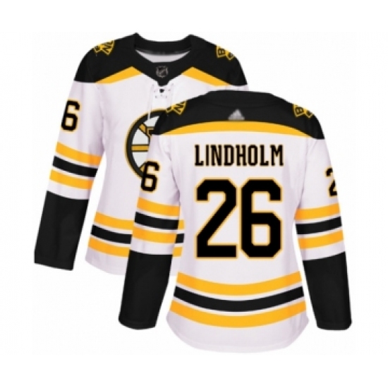Women's Boston Bruins #26 Par Lindholm Authentic White Away Hockey Jersey - Ujersey