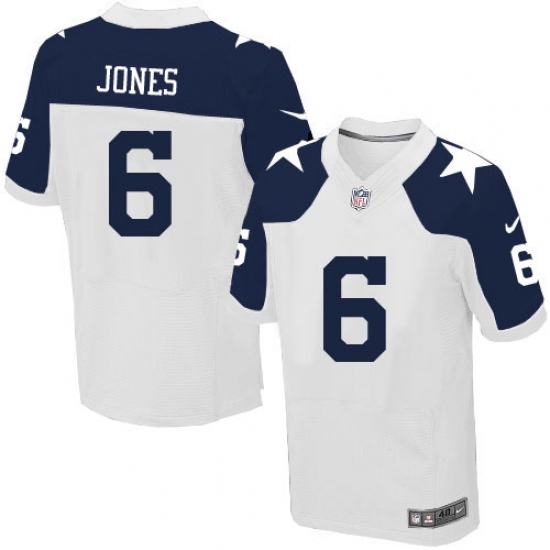 Men's Nike Dallas Cowboys #6 Chris Jones Elite White Throwback Alternate NFL Jersey - Ujersey