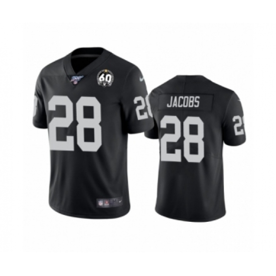 Women's Oakland Raiders #28 Josh Jacobs Black 60th Anniversary Vapor Untouchable Limited Player 100th Season Football Jersey