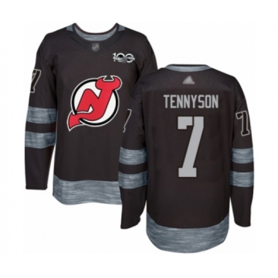 Men's New Jersey Devils #7 Matt Tennyson Authentic Black 1917-2017 100th Anniversary Hockey Jersey - Ujersey