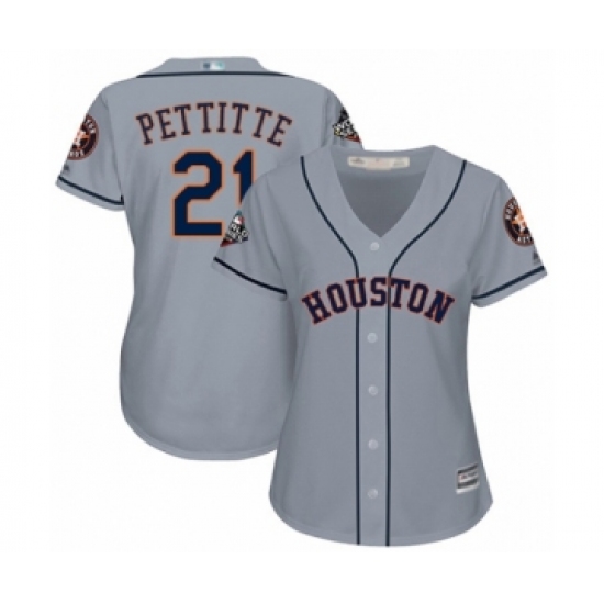 Women's Houston Astros #21 Andy Pettitte Authentic Grey Road Cool Base 2019 World Series Bound Baseball Jersey - Ujersey