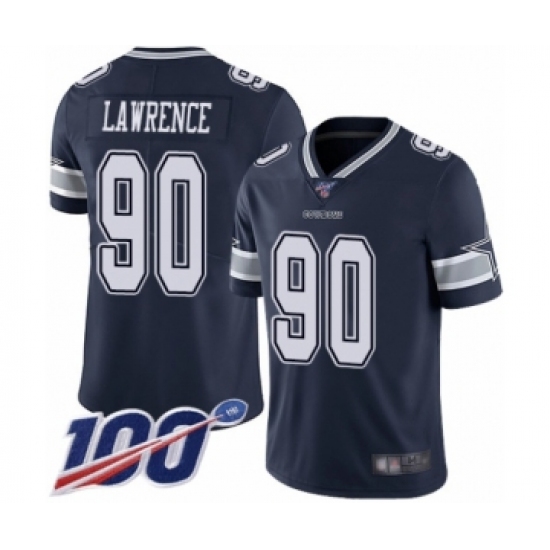 Men's Dallas Cowboys #90 DeMarcus Lawrence Navy Blue Team Color Vapor Untouchable Limited Player 100th Season Football Jersey - Ujersey