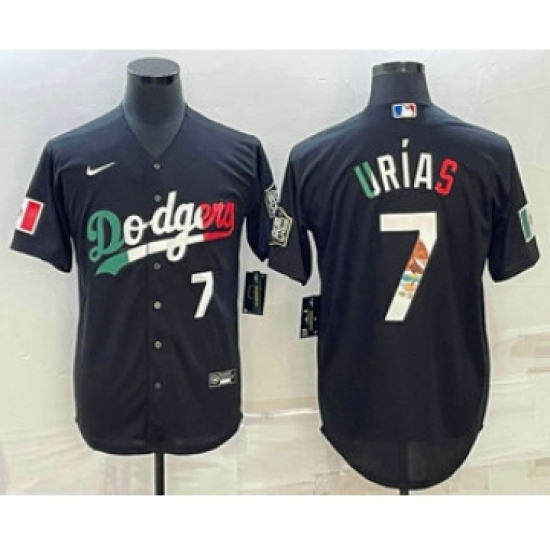 Men's Los Angeles Dodgers #7 Julio Urias Number Black Mexico 2020 World Series Cool Base Nike Jerseys - Ujersey