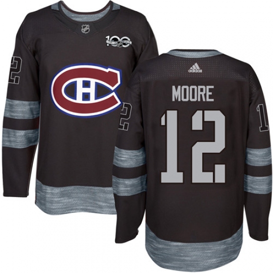 Men's Adidas Montreal Canadiens #12 Dickie Moore Authentic Black 1917-2017 100th Anniversary NHL Jersey - Ujersey