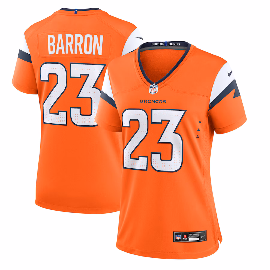 Women's Denver Broncos Jahdae Barron Nike Orange Team Game Jersey - Ujersey
