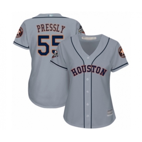 Women's Houston Astros #55 Ryan Pressly Authentic Grey Road Cool Base 2019 World Series Bound Baseball Jersey - Ujersey