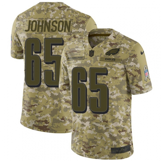 Men's Nike Philadelphia Eagles #65 Lane Johnson Limited Camo 2018 Salute to Service NFL Jersey - Ujersey