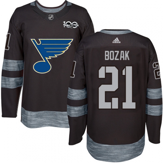 Men's Adidas St. Louis Blues #21 Tyler Bozak Authentic Black 1917-2017 100th Anniversary NHL Jersey - Ujersey