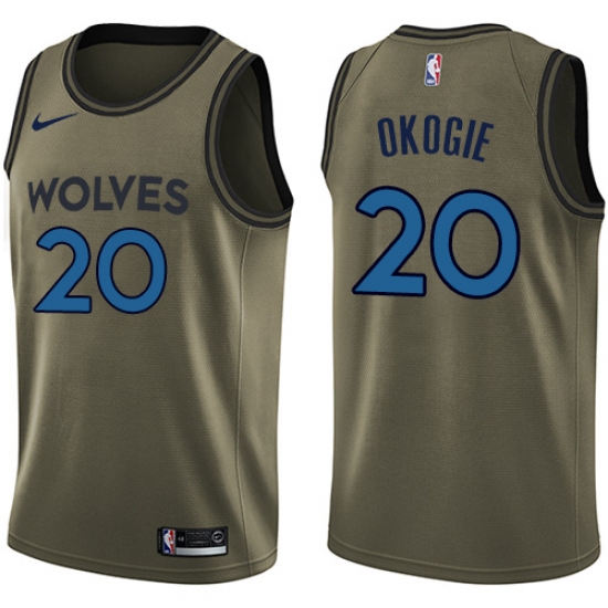 Youth Nike Minnesota Timberwolves #20 Josh Okogie Swingman Green Salute to Service NBA Jersey - Ujersey
