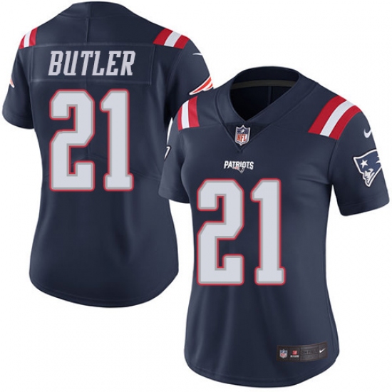 Women's Nike New England Patriots #21 Malcolm Butler Limited Navy Blue Rush Vapor Untouchable NFL Jersey - Ujersey