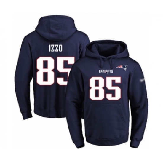 Football Men's New England Patriots #85 Ryan Izzo Navy Blue Name & Number Pullover Hoodie - Ujersey