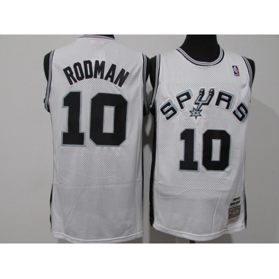 Men's San Antonio Spurs #10 Dennis Rodman White Swingman Throwback Jersey - Ujersey