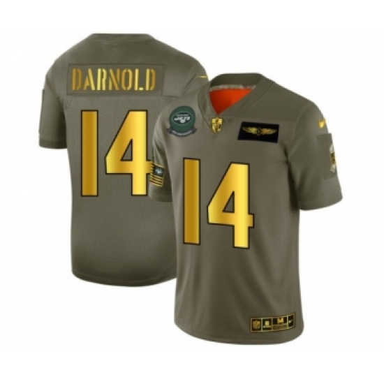 Men's New York Jets #14 Sam Darnold Limited Olive Gold 2019 Salute to Service Football Jersey - Ujersey