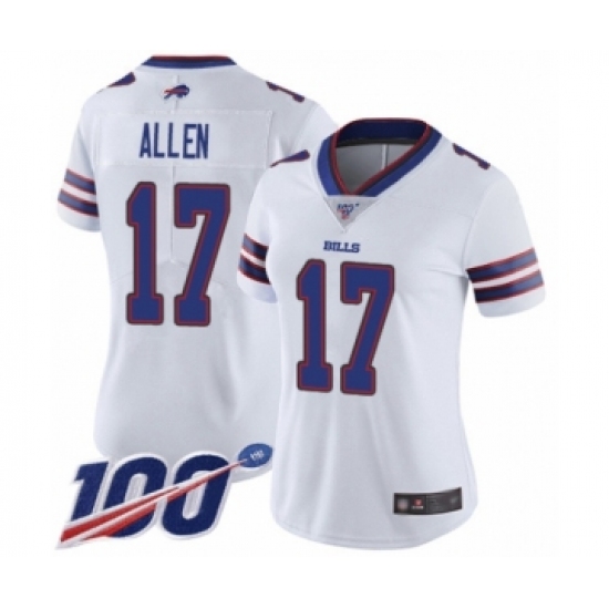 Women's Nike Buffalo Bills #17 Josh Allen White Vapor Untouchable Limited Player 100th Season NFL Jersey - Ujersey