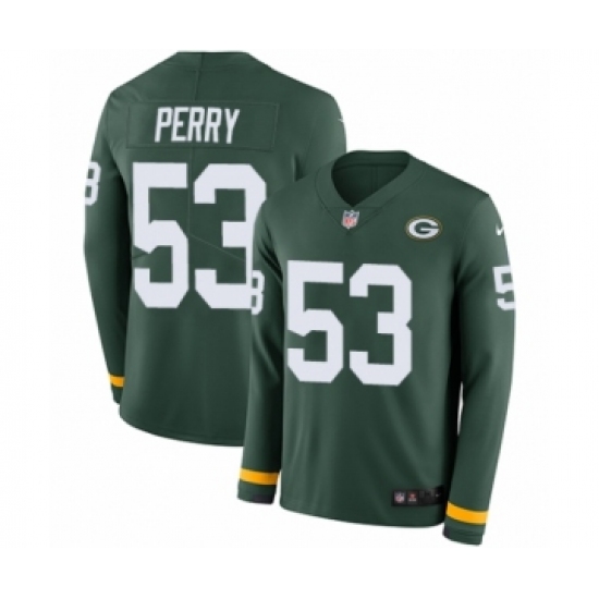 Youth Nike Green Bay Packers #53 Nick Perry Limited Green Therma Long Sleeve NFL Jersey - Ujersey