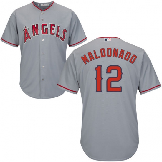 Youth Majestic Los Angeles Angels of Anaheim #12 Martin Maldonado Authentic Grey Road Cool Base MLB Jersey - Ujersey