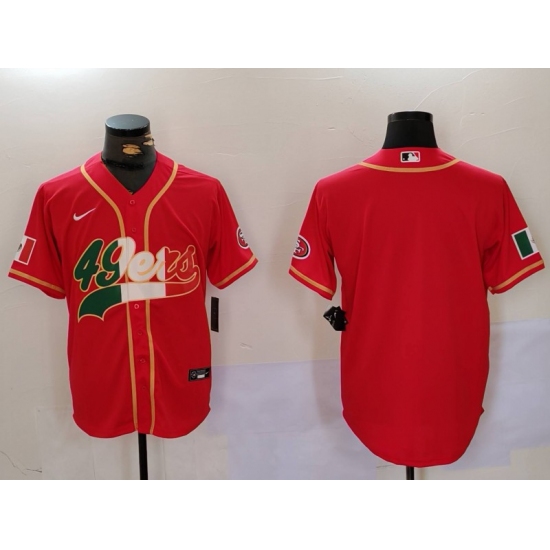 Men's San Francisco 49ers Red With Cool Base Stitched Baseball Jersey - Ujersey