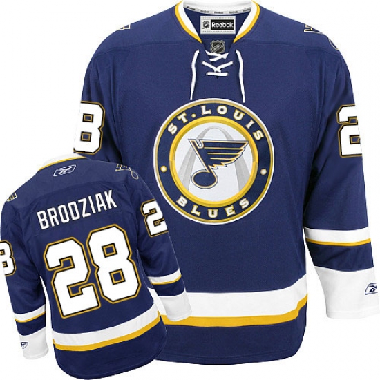 Men's Reebok St. Louis Blues #28 Kyle Brodziak Authentic Navy Blue Third NHL Jersey - Ujersey