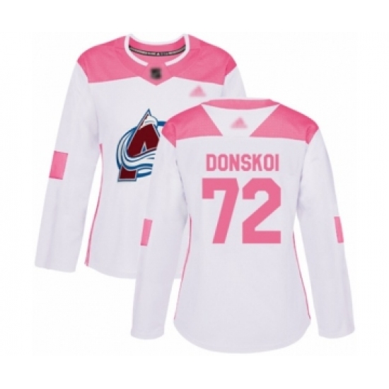 Women's Colorado Avalanche #72 Joonas Donskoi Authentic White Pink Fashion Hockey Jersey - Ujersey