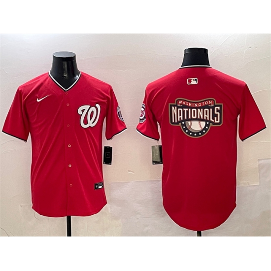 Men's Washington Nationals Team Big Logo Red Limited Stitched Baseball Jersey - Ujersey