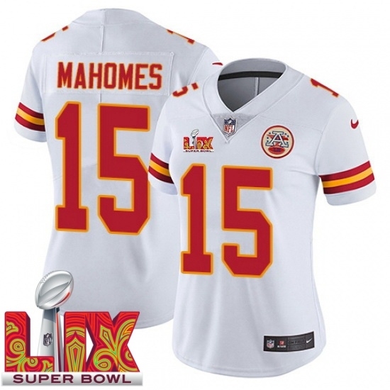 Women Kansas City Chiefs Patrick Mahomes #15 White 2024 2025 Super Bowl LIX F U S E Stitched Jersey - Ujersey