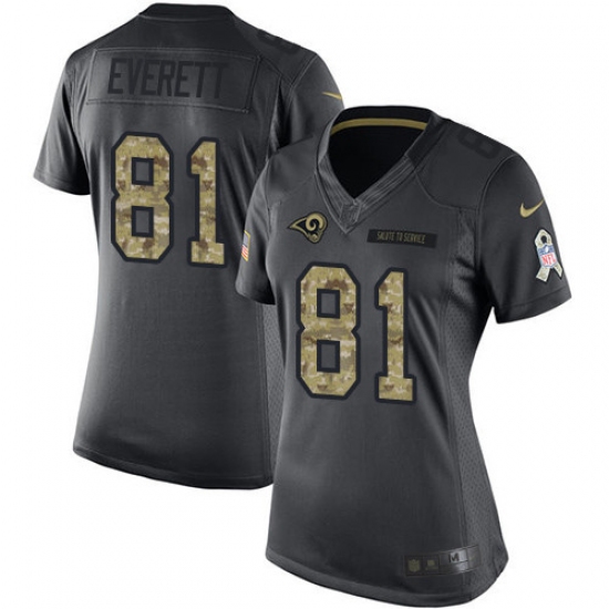 Women's Nike Los Angeles Rams #81 Gerald Everett Limited Black 2016 Salute to Service NFL Jersey - Ujersey