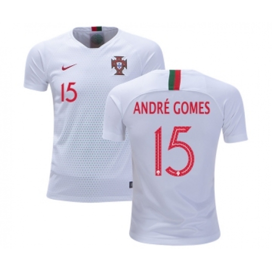 Portugal #15 Andre Gomes Away Kid Soccer Country Jersey