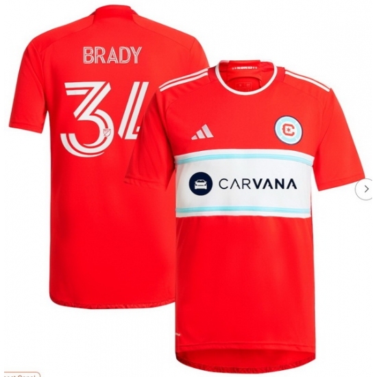 Men's Chicago Fire Chris Brady adidas Red 2024 Return To Red Replica Player Jersey - Ujersey
