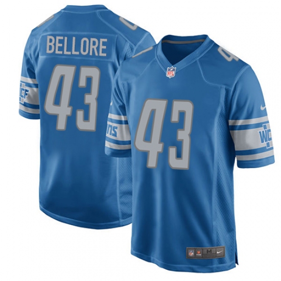 Men's Nike Detroit Lions #43 Nick Bellore Game Blue Team Color NFL Jersey - Ujersey