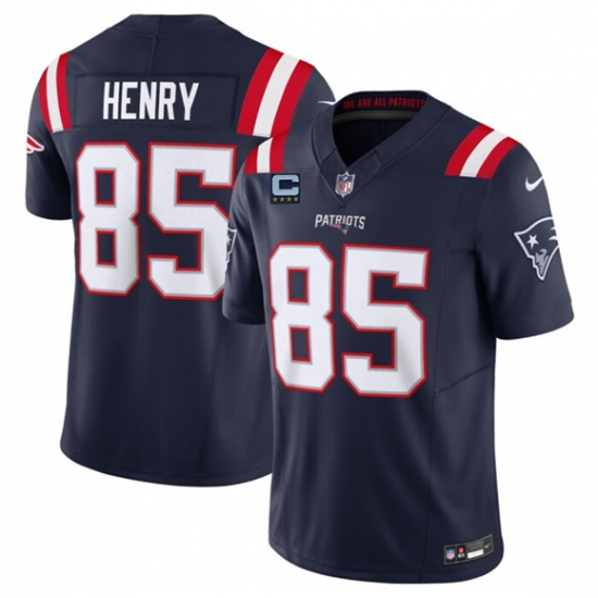 Men's New England Patriots #85 Hunter Henry Navy 2025 F.U.S.E. With 4-Star C Vapor Limited Stitched Jersey