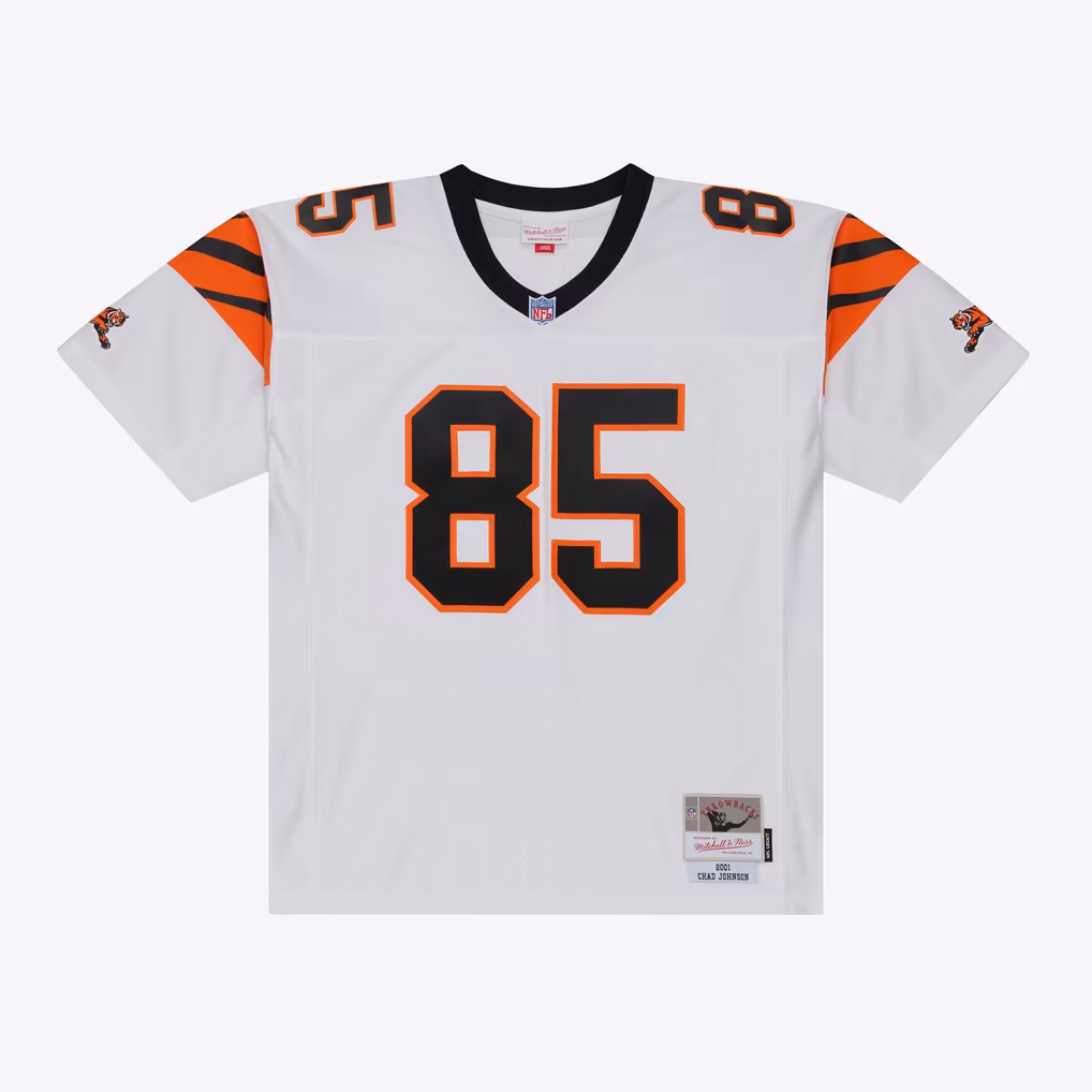 Men's Cincinnati Bengals Chad Johnson Mitchell & Ness White 2001 Legacy Replica Player Jersey - SUjersey01