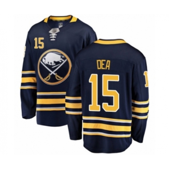 Men's Buffalo Sabres #15 Jean-Sebastien Dea Fanatics Branded Navy Blue Home Breakaway Hockey Jersey