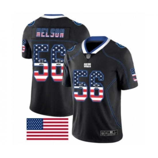 Men's Indianapolis Colts #56 Quenton Nelson Limited Black Rush USA Flag Football Jersey - Ujersey
