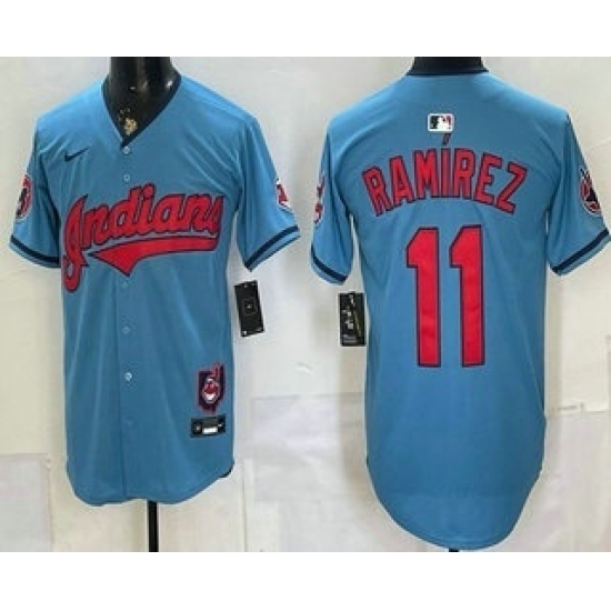Men's Cleveland Guardians #11 Jose Ramirez Blue Limited Jersey - Ujersey