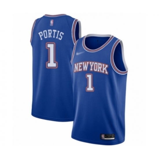 Women's New York Knicks #1 Bobby Portis Authentic Blue Basketball Jersey - Statement Edition - Ujersey