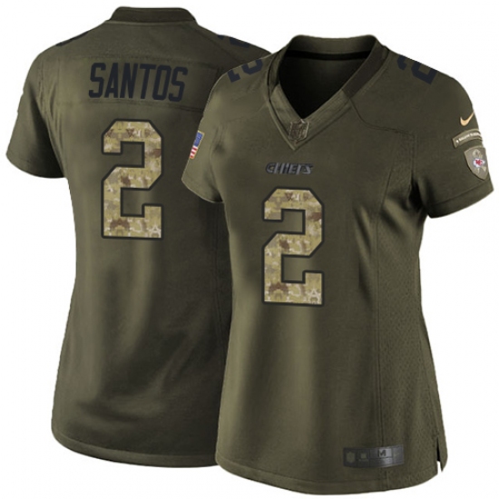 Women's Nike Kansas City Chiefs #2 Cairo Santos Limited Green Salute to Service NFL Jersey - Ujersey
