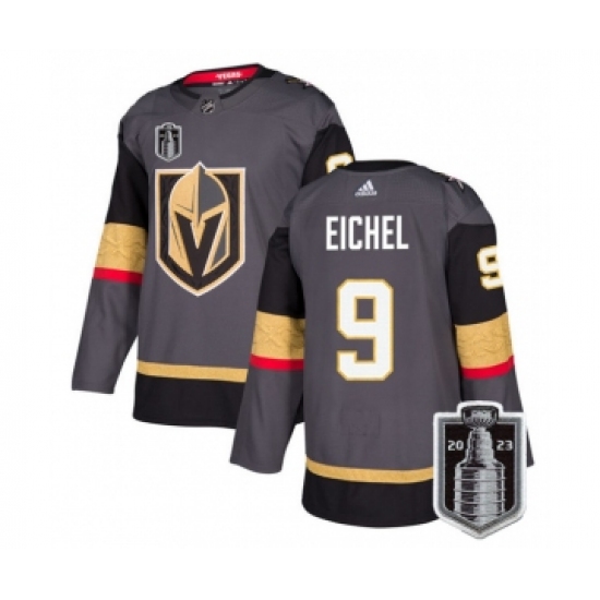 Men's Vegas Golden Knights #9 Jack Eichel Gray 2023 Stanley Cup Final Stitched Jersey