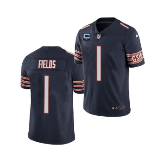 Men's Chicago Bears 2022 #1 Justin Fields Navy With 1-star C Patch Vapor Untouchable Limited Stitched Jersey - Ujersey