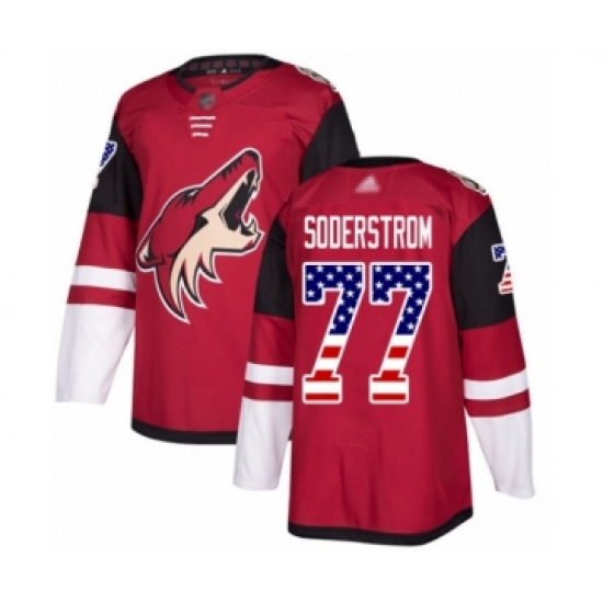 Men's Arizona Coyotes #77 Victor Soderstrom Authentic Red USA Flag Fashion Hockey Jersey - Ujersey